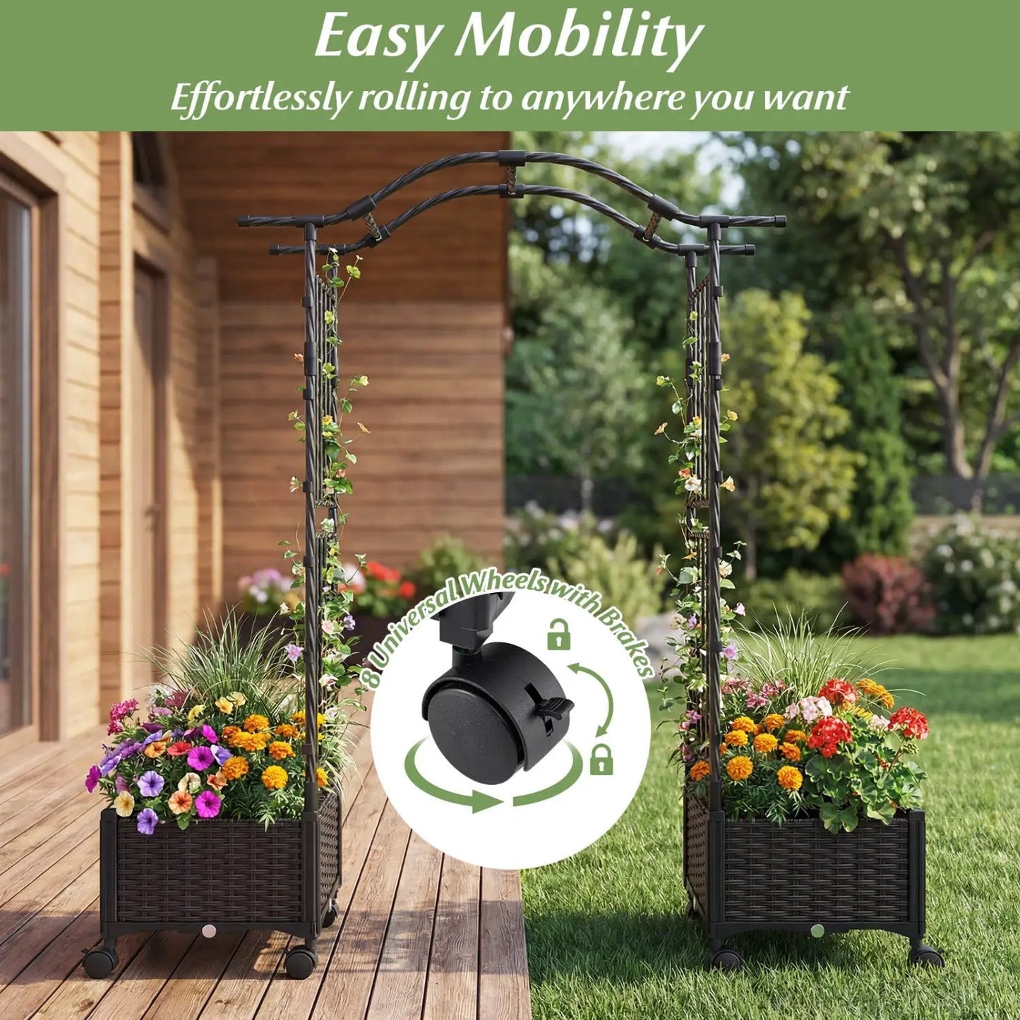 5 ft Tall Raised Garden Bed with Lockable Wheels
