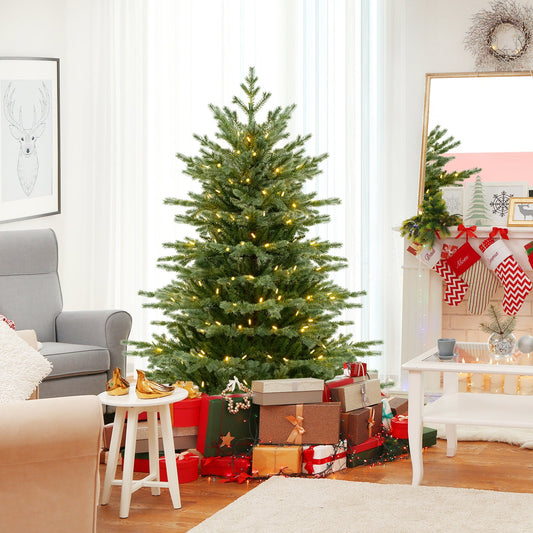5/6/7 ft artificial Christmas tree DirectDeals with lush PVC branches and warm white LED lights on Tampa Home & Garden Store