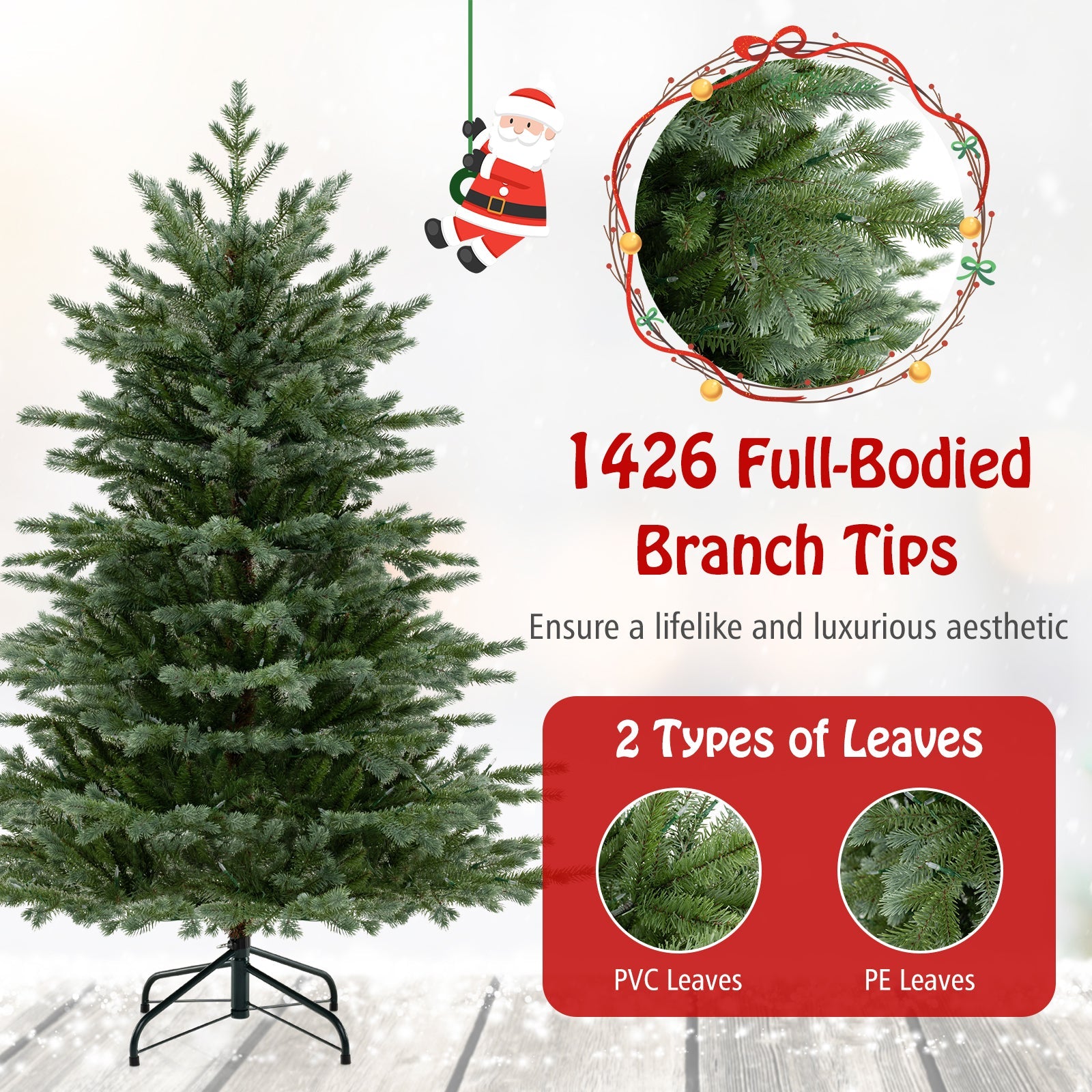 DirectDeals 5/6/7 ft artificial Christmas tree with PVC leaves and warm white LEDs on Tampa Home & Garden Store