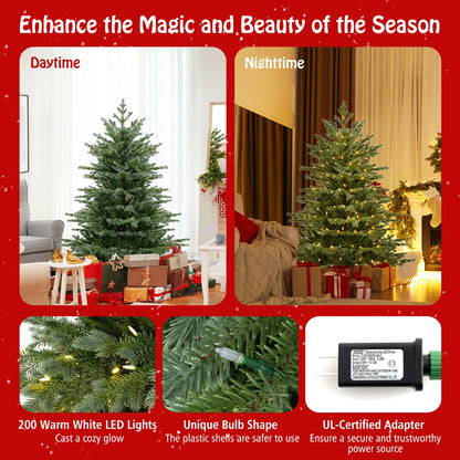 DirectDeals artificial Christmas tree 5/6/7 ft lush PVC and 200/300/400 warm white LED lights on Tampa Home & Garden Store