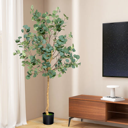 Árbol de eucalipto artificial de 5.5 pies con 517 hojas de dólar de plata - 1 paquete