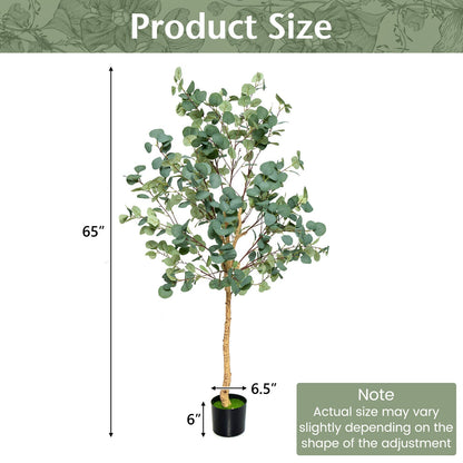 Árbol de eucalipto artificial de 5.5 pies con 517 hojas de dólar de plata - 1 paquete