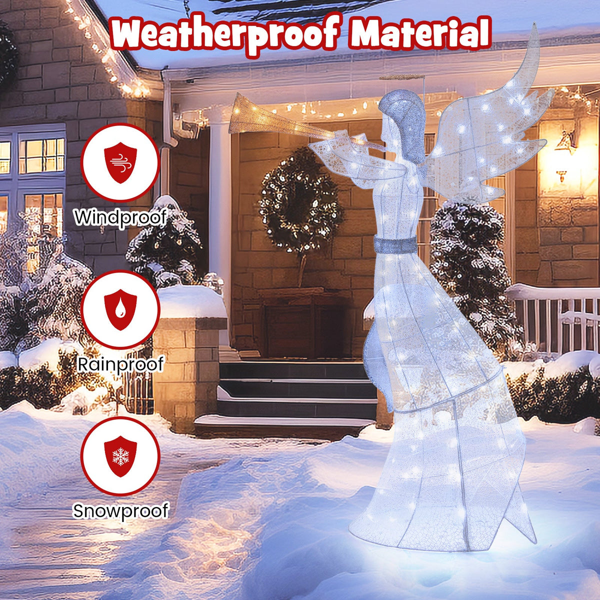 5 ft Christmas Angel with 100 LED lights and ground stakes statue DirectDeals weatherproof on Tampa Home & Garden Store