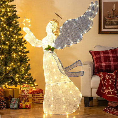 5ft Lighted Angel with Blue Wings, white mesh gown, warm LEDs DirectDeals Nativity on Tampa Home & Garden Store