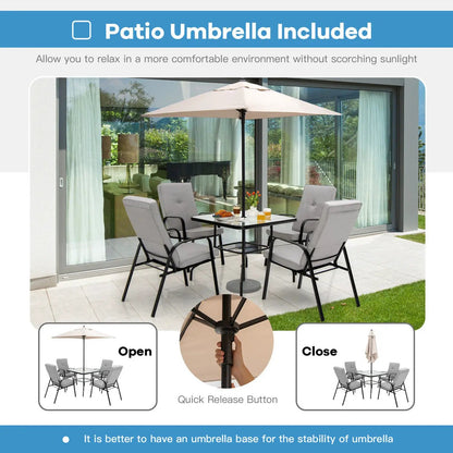 5 Foot Square Patio Market Umbrella With 4 Ribs