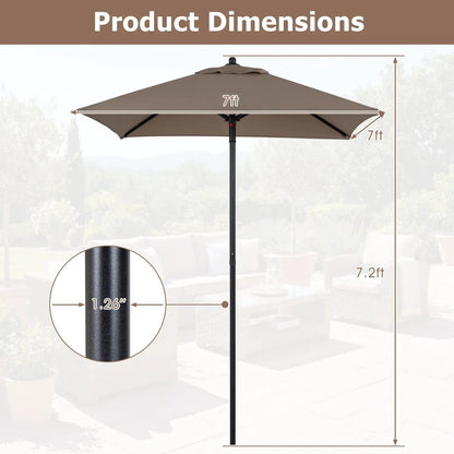 5 Foot Square Patio Market Umbrella With 4 Ribs