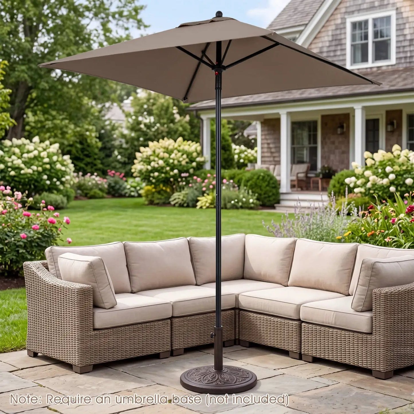 5 Foot Square Patio Market Umbrella With 4 Ribs