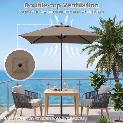 5 Foot Square Patio Market Umbrella With 4 Ribs