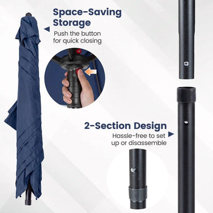 5 Foot Square Patio Market Umbrella With 4 Ribs