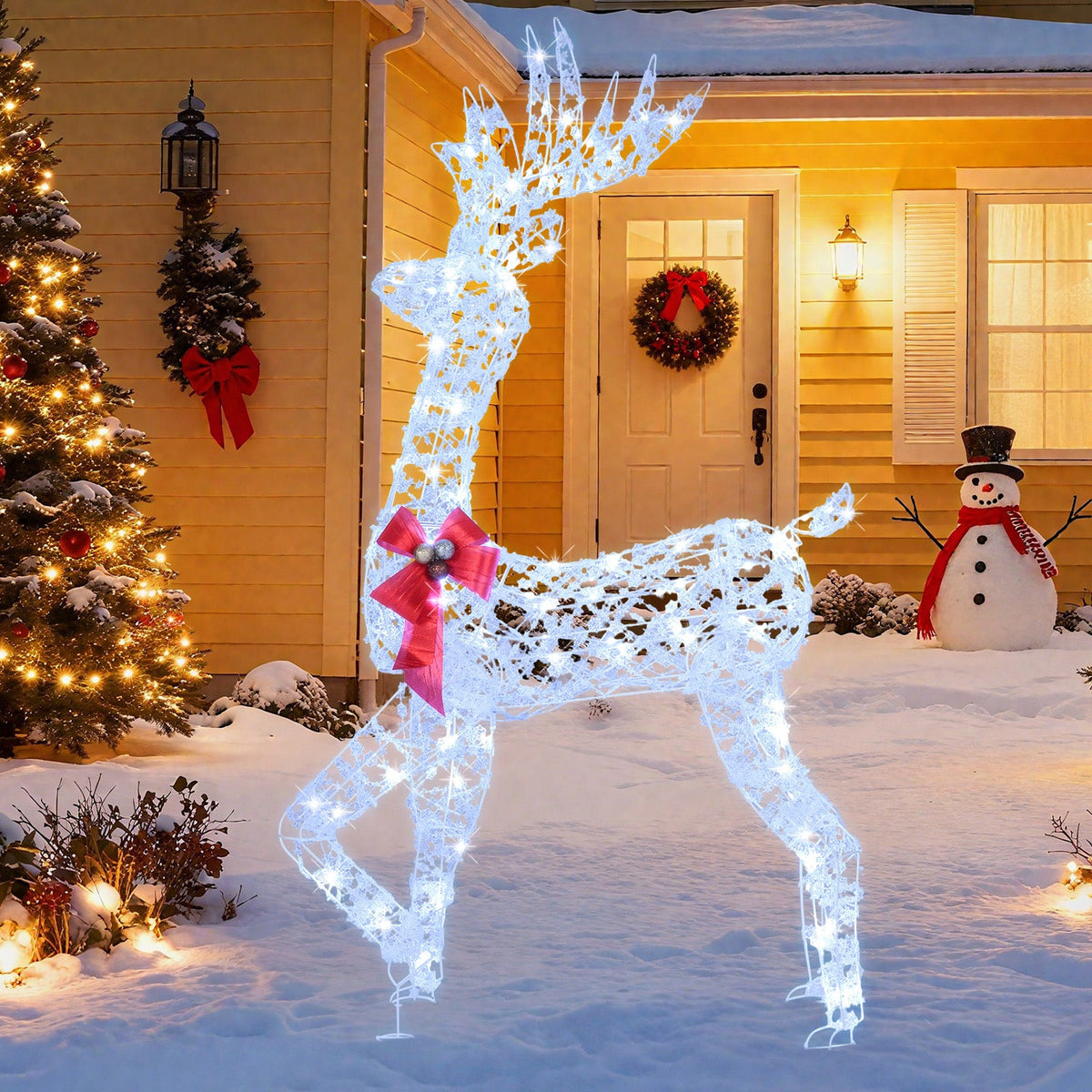 5 ft DirectDeals pre-lit Christmas reindeer sculpture with 100 white LED lights on Tampa Home & Garden Store