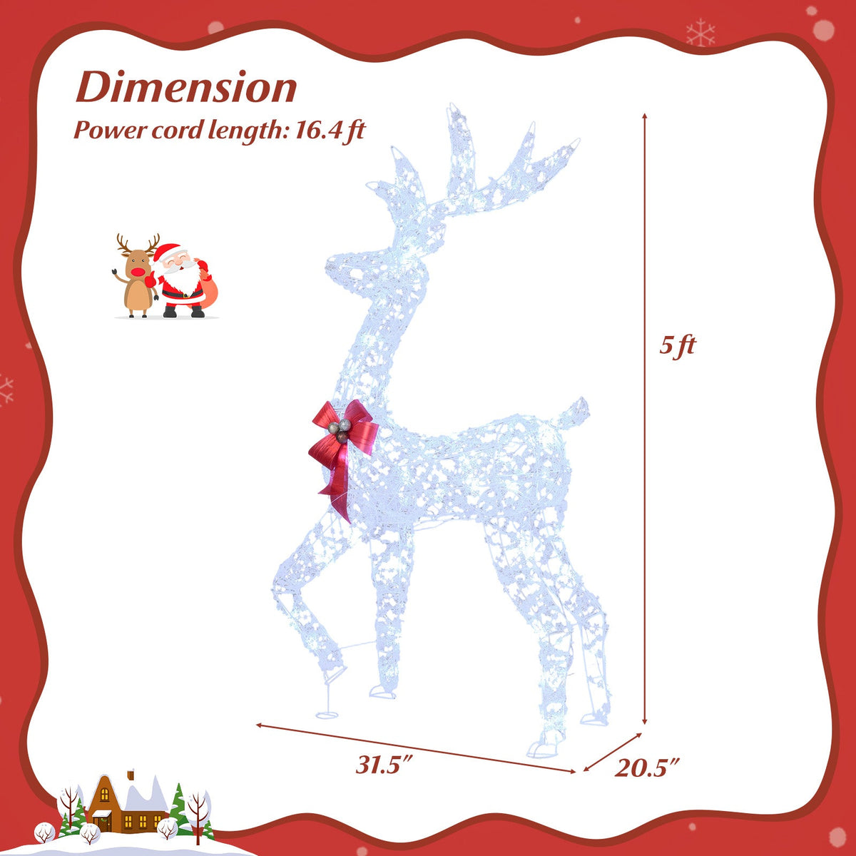 5 ft pre-lit Christmas Reindeer with 100 LED lights, blue wireframe, DirectDeals on Tampa Home & Garden Store