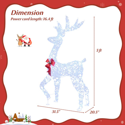 5 ft pre-lit Christmas Reindeer with 100 LED lights, blue wireframe, DirectDeals on Tampa Home & Garden Store