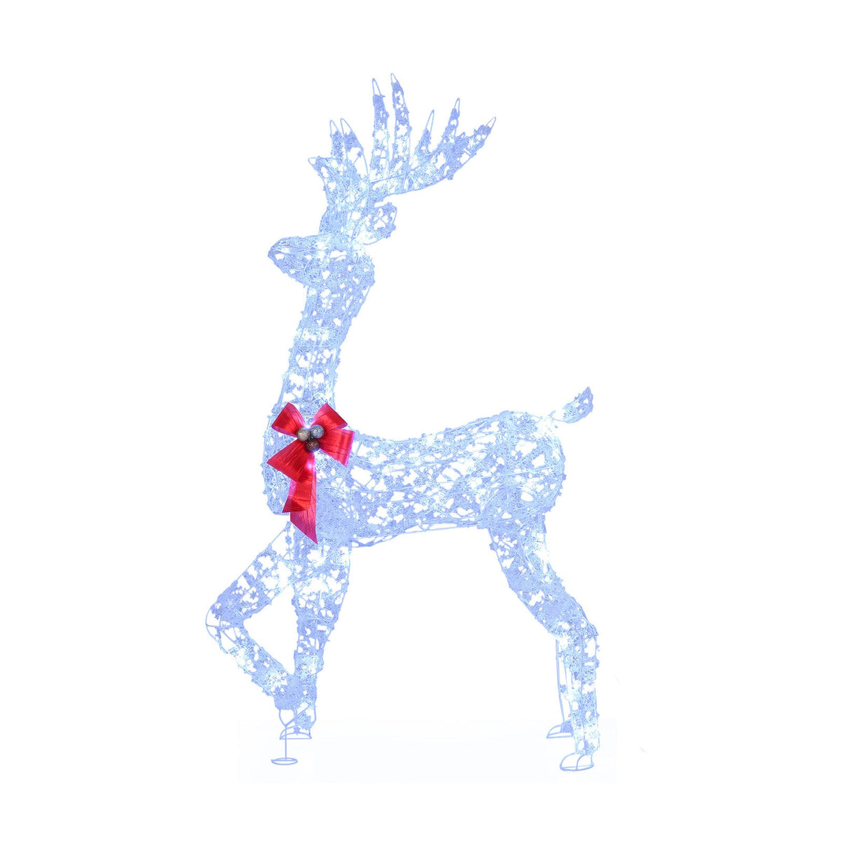 5 Feet Pre-Lit Christmas Reindeer DirectDeals blue lace silhouette with 100 LED lights red bow on Tampa Home & Garden Store