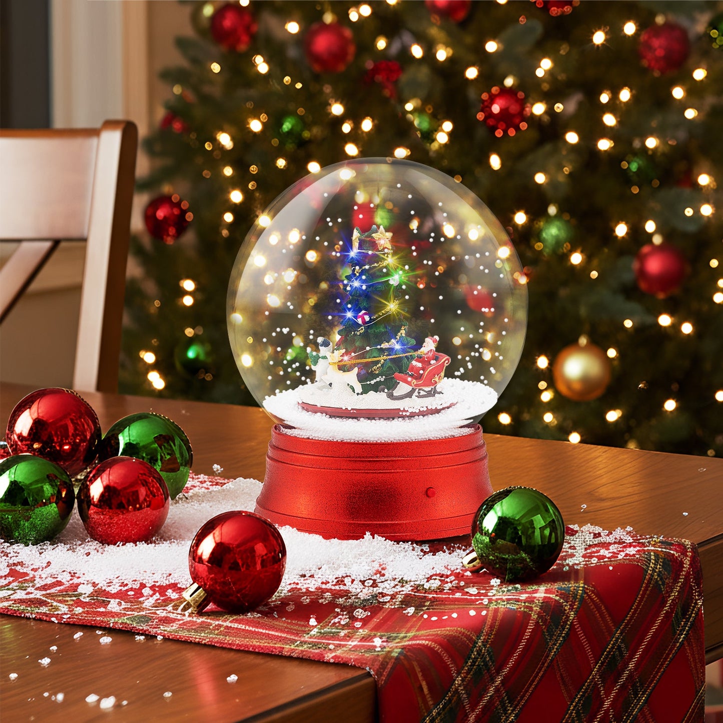 DirectDeals 5 ft Christmas street lamp snow globe with red base and blowing snow, 8 tunes on Tampa Home & Garden Store