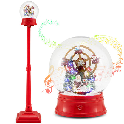5 ft red musical Christmas street lamp snow globe lantern on stand with colorful LEDs on Tampa Home & Garden Store
