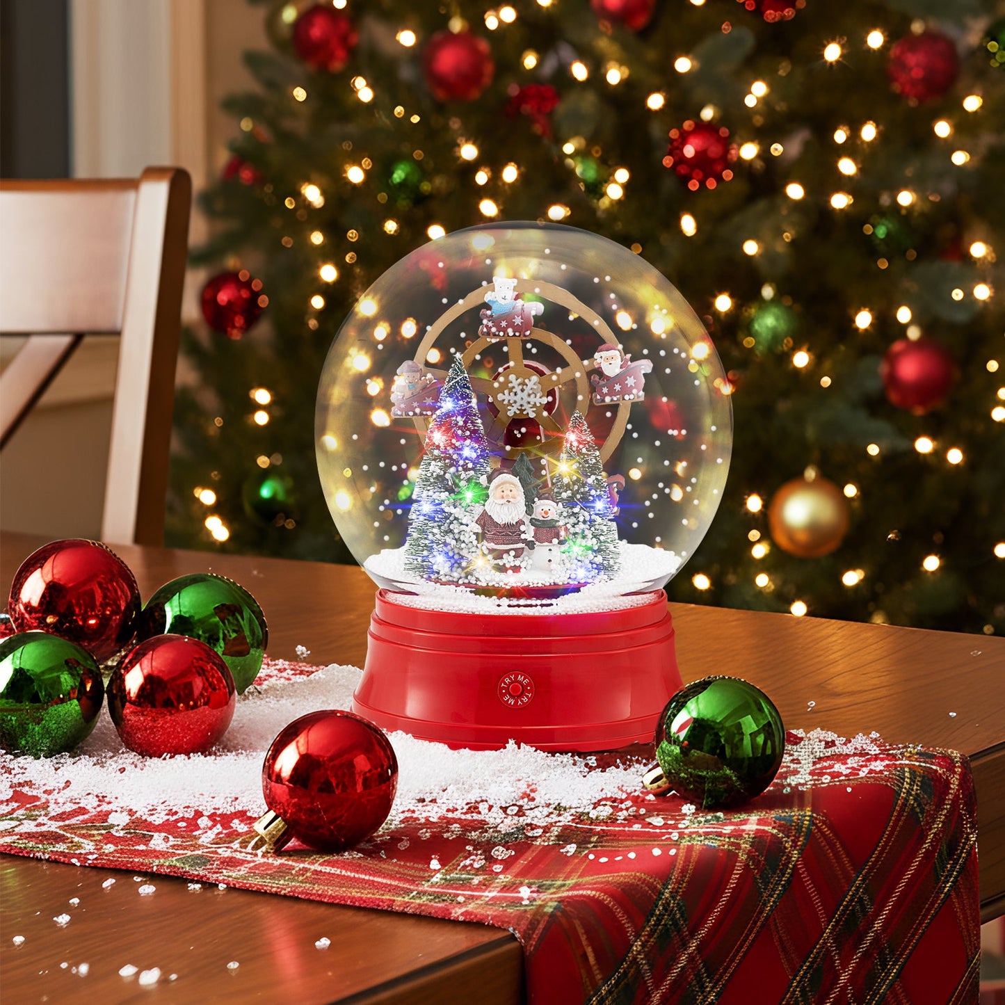 5 Ft Musical Christmas Street Lamp Snow Globe Lantern-Red with Santa and trees DirectDeals on Tampa Home & Garden Store