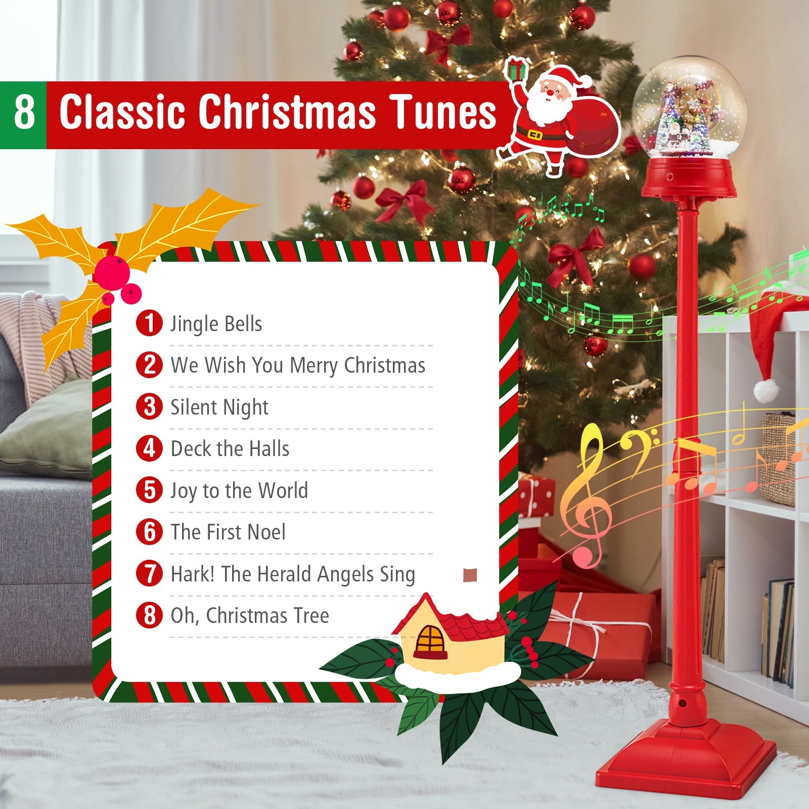 5 ft red musical Christmas street lamp snow globe on stand DirectDeals on Tampa Home & Garden Store