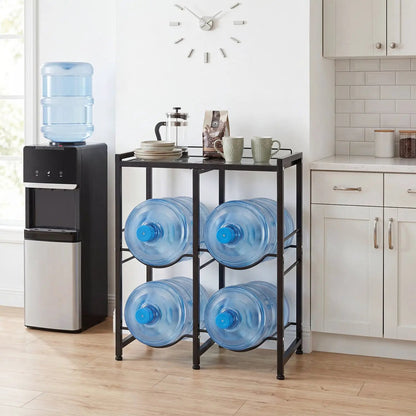 5 Gallon Water Jug Holder for 4 Bottles and Shelf