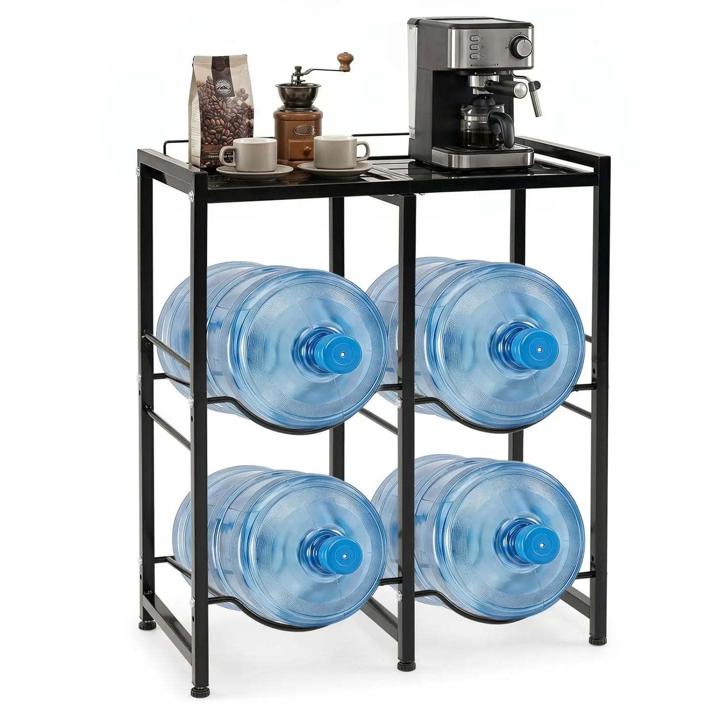 5 Gallon Water Jug Holder for 4 Bottles and Shelf