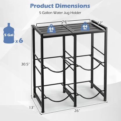 5 Gallon Water Jug Holder for 4 Bottles and Shelf