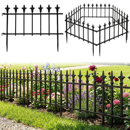 Decorative Metal Garden Fence 5 or 10 Pack No Dig