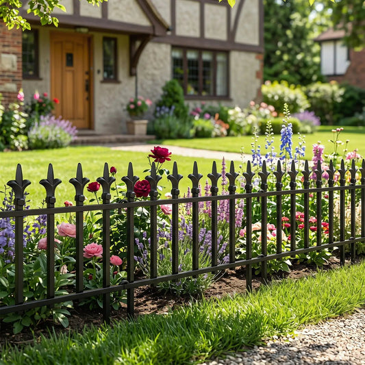 Decorative metal garden fence DirectDeals set, black iron No-Dig, 5-10-pack on Tampa Home & Garden Store