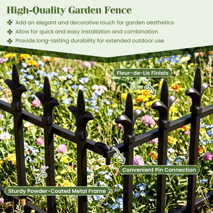 Decorative Metal Garden Fence 5 or 10 Pack No Dig