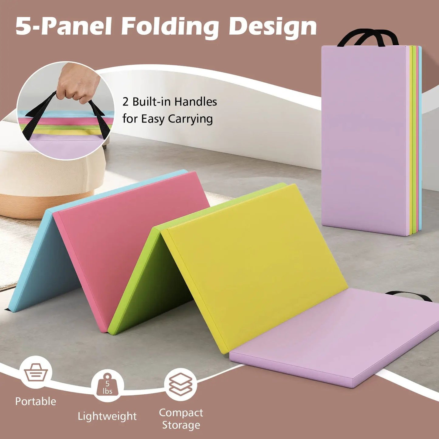 Five Panel Gymnastics Mat for Kids and Adults