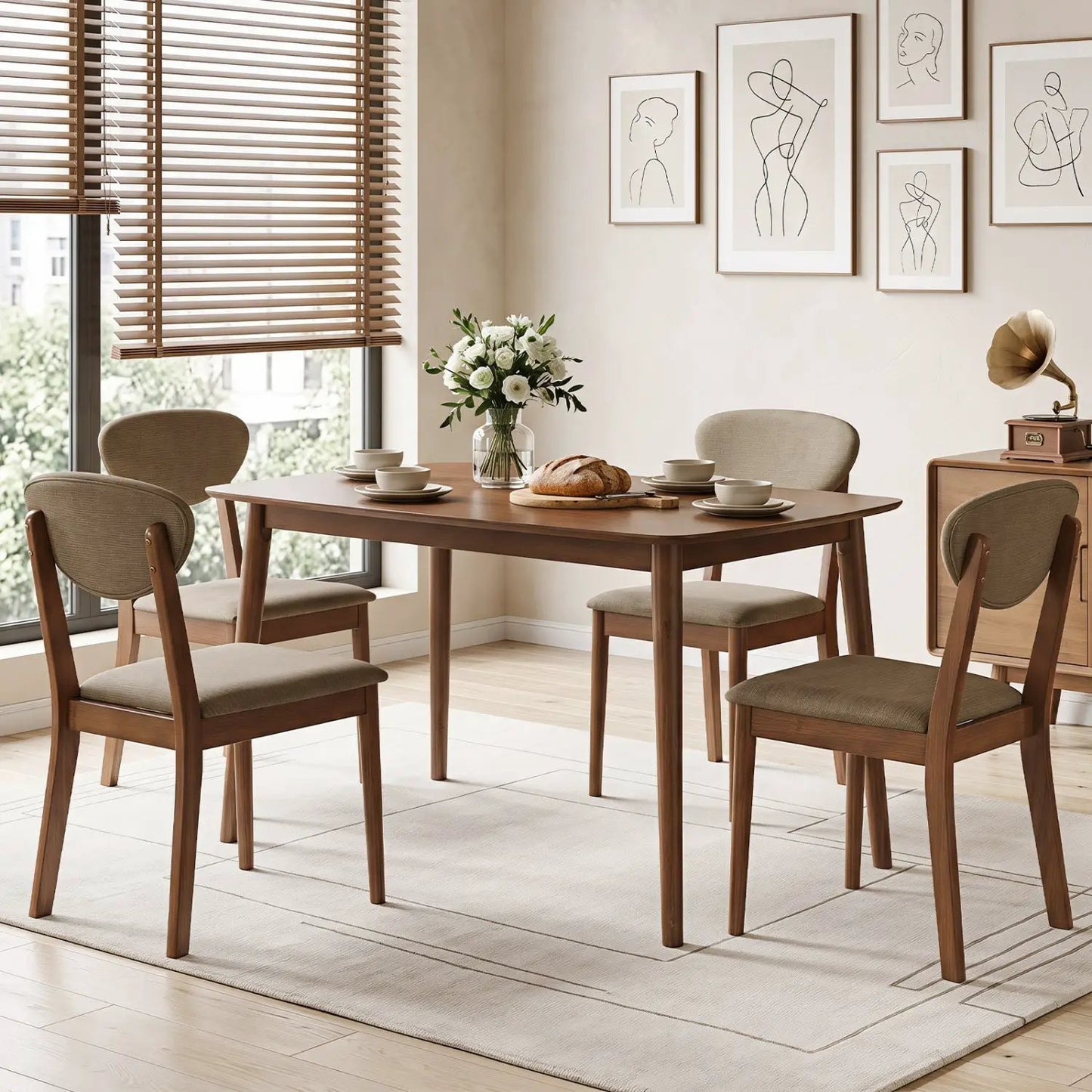 Five Piece Dining Set with Table and Chairs