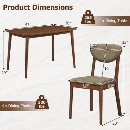 Five Piece Dining Set with Table and Chairs