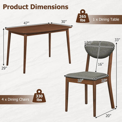 Five Piece Dining Set with Table and Chairs