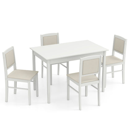 5-Piece Dining Set for 4 with Rubber Wood Legs for Small Dining Room