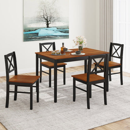 5 Piece Dining Table Set by DirectDeals with coffee-finish table and 4 black cross-back chairs on Tampa Home & Garden Store