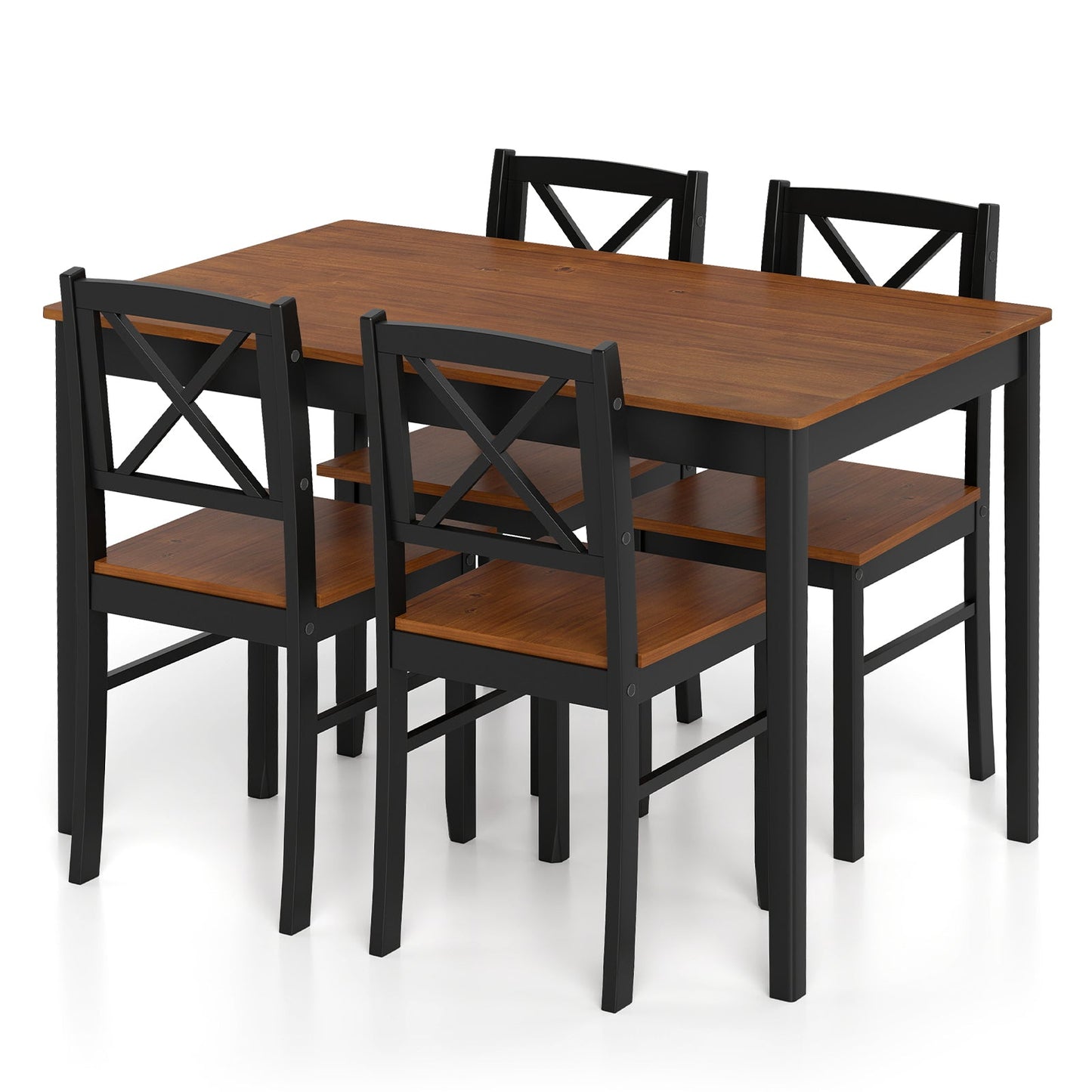 5-piece dining set with rectangular wood tabletop and black X-back chairs seats four DirectDeals on Tampa Home & Garden Store