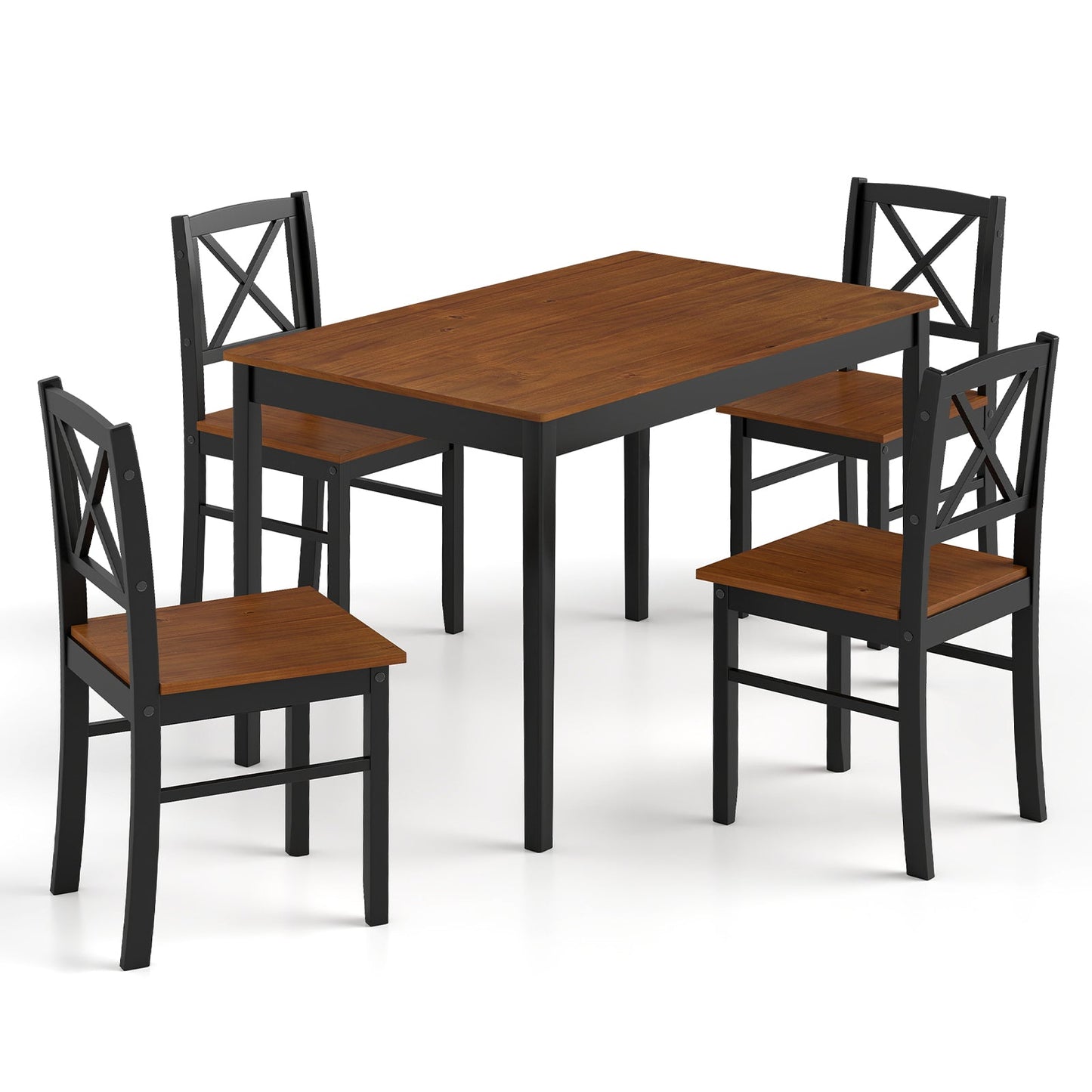 5 Piece Dining Table Set brown wood tabletop with black framed chairs for 4 DirectDeals on Tampa Home & Garden Store