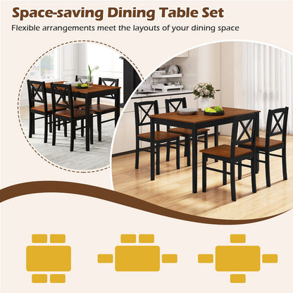 DirectDeals 5 piece dining set with rectangular coffee-finish table and four black chairs on Tampa Home & Garden Store