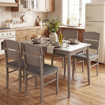 Walnut 5 Piece Dining Set With High Back Chairs