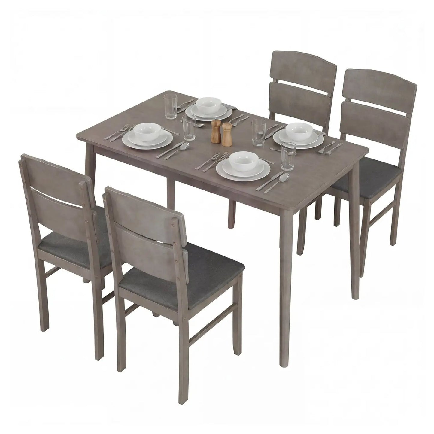 Walnut 5 Piece Dining Set With High Back Chairs