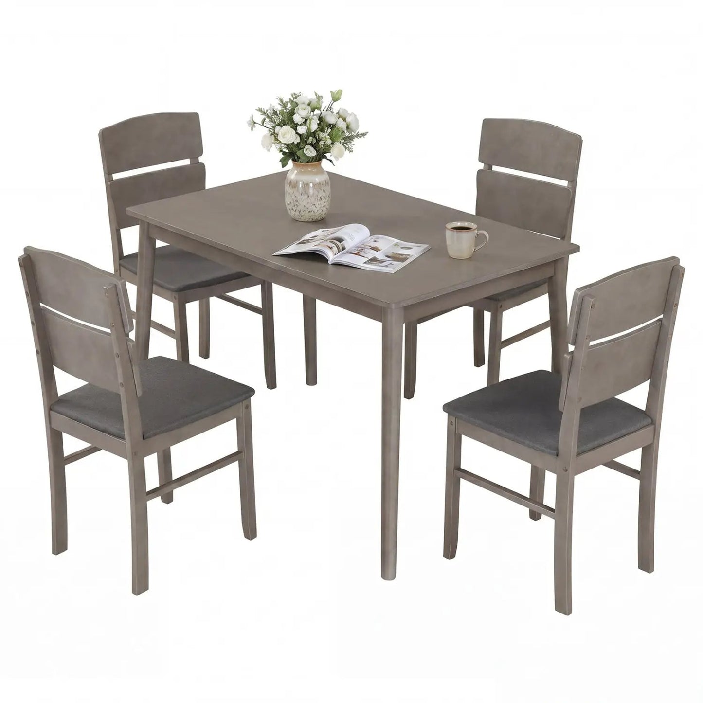 Walnut 5 Piece Dining Set With High Back Chairs