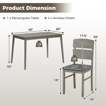 Walnut 5 Piece Dining Set With High Back Chairs