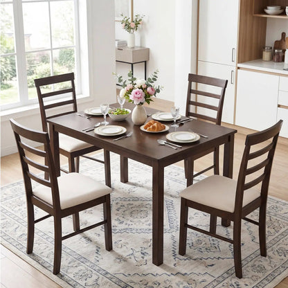 5-Piece Dining Set for 4 With Upholstered Chairs