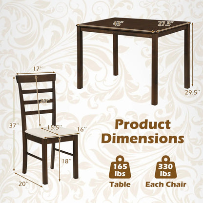 5-Piece Dining Set for 4 With Upholstered Chairs