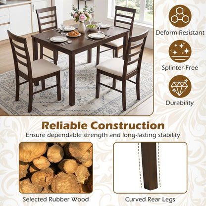 5-Piece Dining Set for 4 With Upholstered Chairs