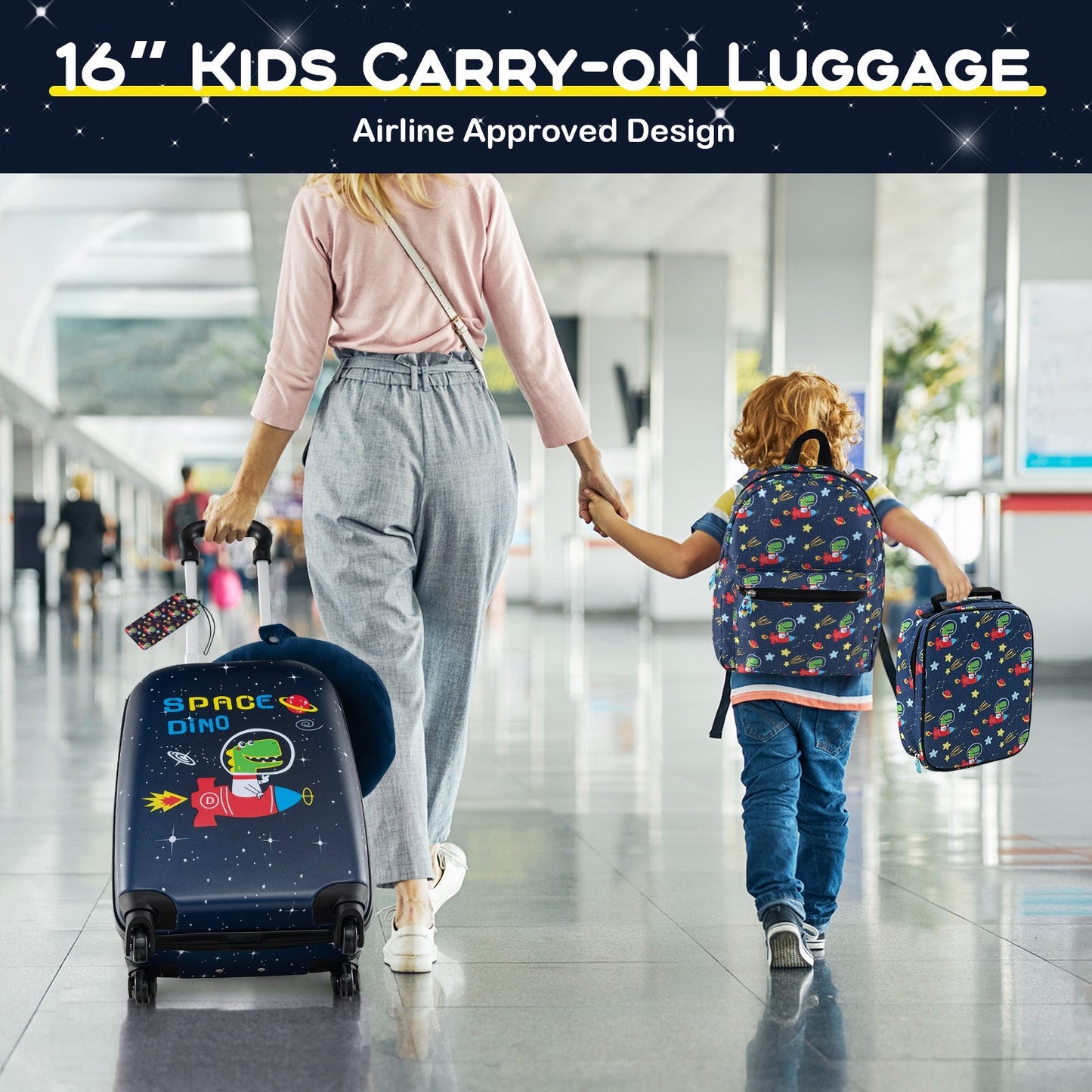 GemGear 5 piece kids luggage set with backpack space themed rolling suitcase and backpack on Tampa Home & Garden Store