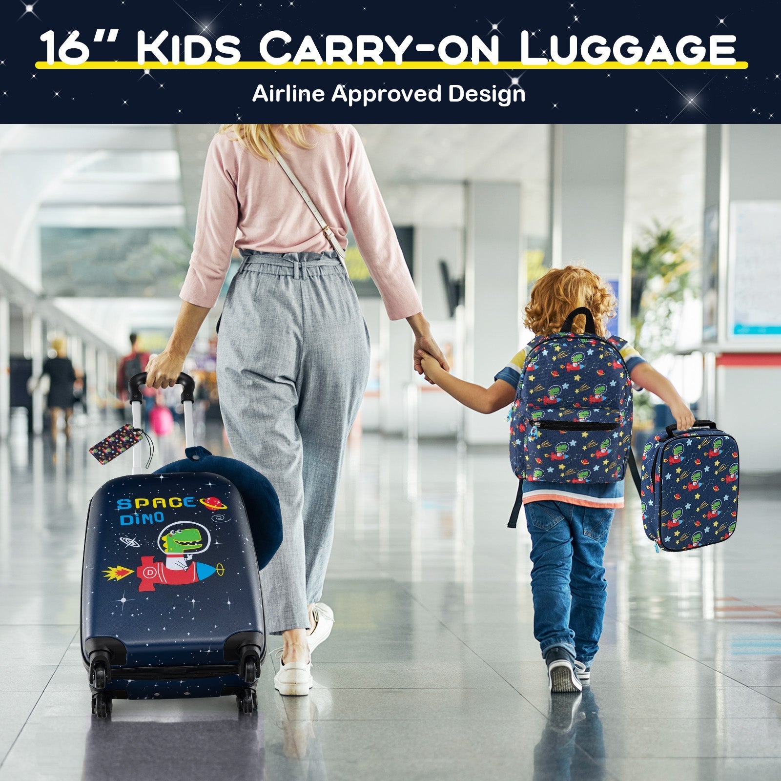 GemGear 5 piece kids luggage set with backpack space themed rolling suitcase and backpack on Tampa Home & Garden Store