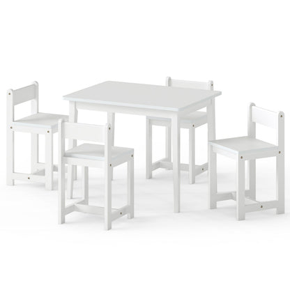 5-Piece Kids Table and Chairs Set Solid Rubber Wood Toddler Activity Table