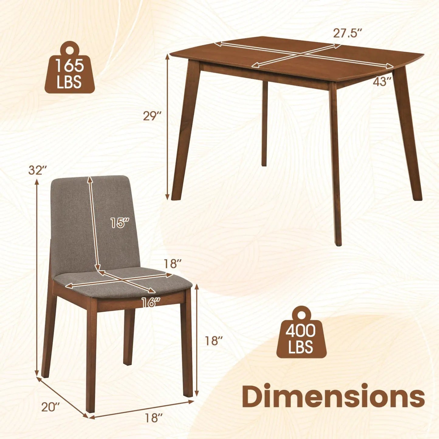 5-Piece Kitchen Table and Upholstered Chairs Set