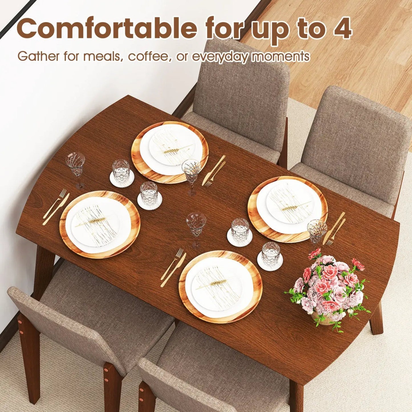 5-Piece Kitchen Table and Upholstered Chairs Set