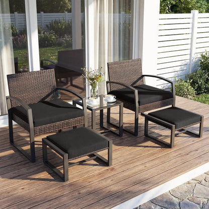 5-Piece Patio Conversation Set With 2 Ottomans