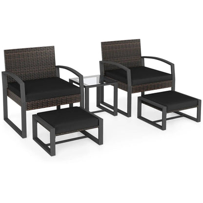 5-Piece Patio Conversation Set With 2 Ottomans